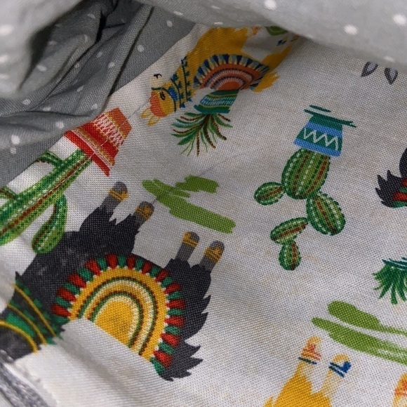 Handmade One Of A Kind Cotton Llama Print Tote Bag - Picture 15 of 15